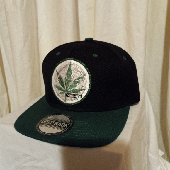 Sublime hat, Custom Sublime hemp leaf Snapback, patch PERMANTLY STITCHED to hat - Picture 3 of 6
